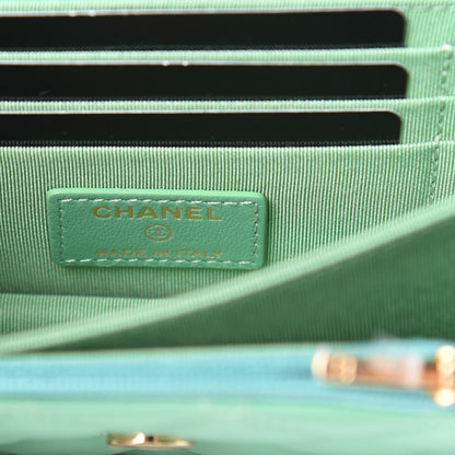 Chanel Lambskin Quilted Mini Wallet On Chain WOC Green 6 of 11