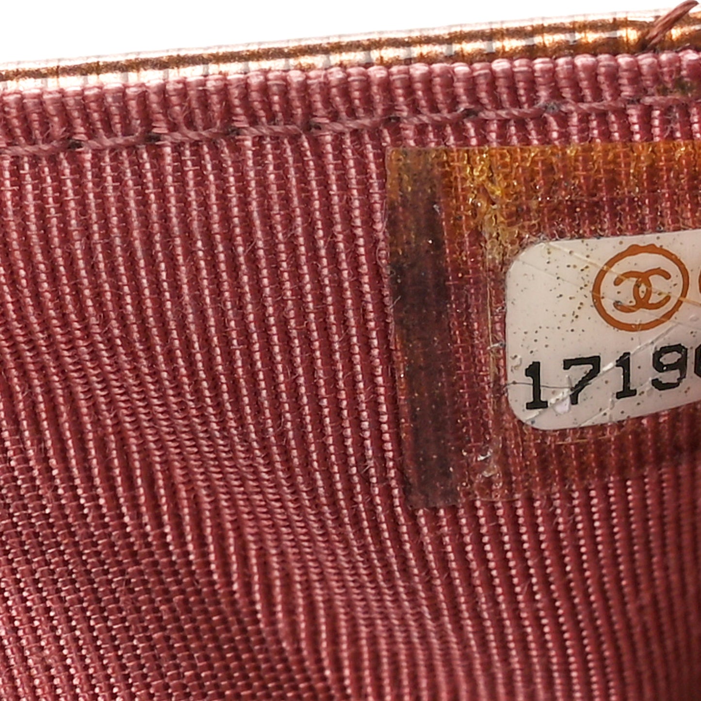Metallic Striated Patent Quilted Wallet on Chain WOC Bronze
