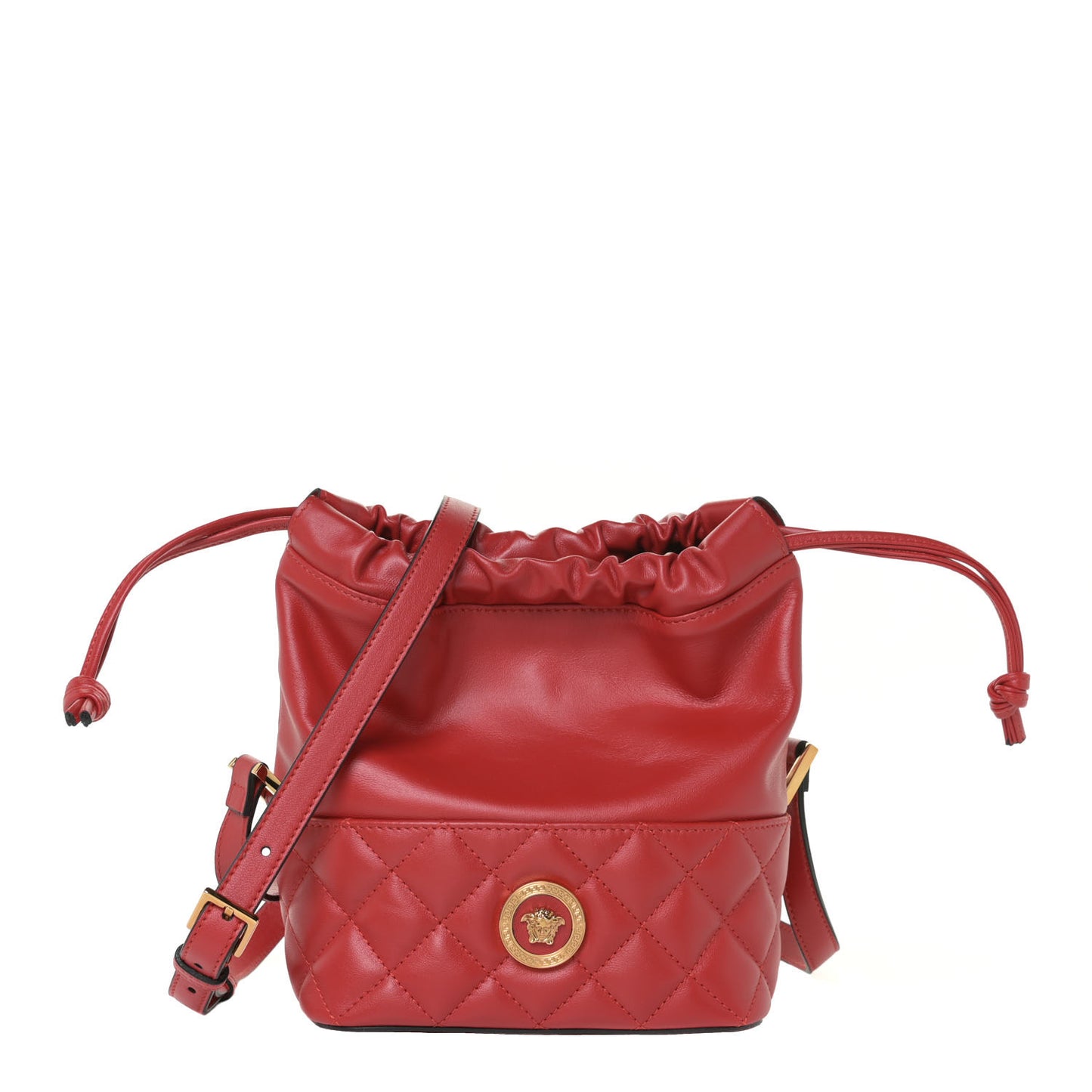 Nappa Quilted Medusa Bucket Bag Red