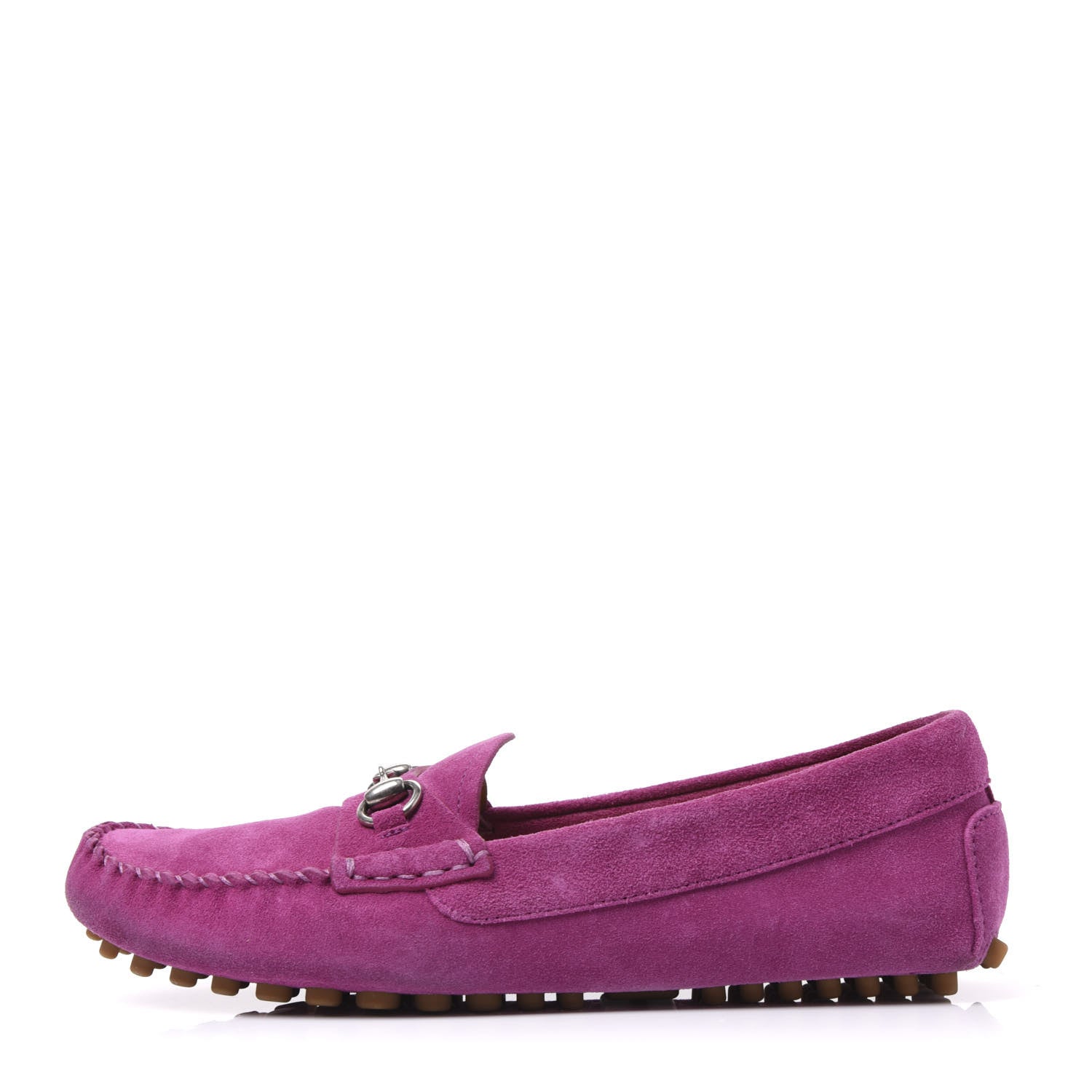 Gucci Suede Womens Horsebit Driver Loafer 35.5 New Rosette 1 of 9