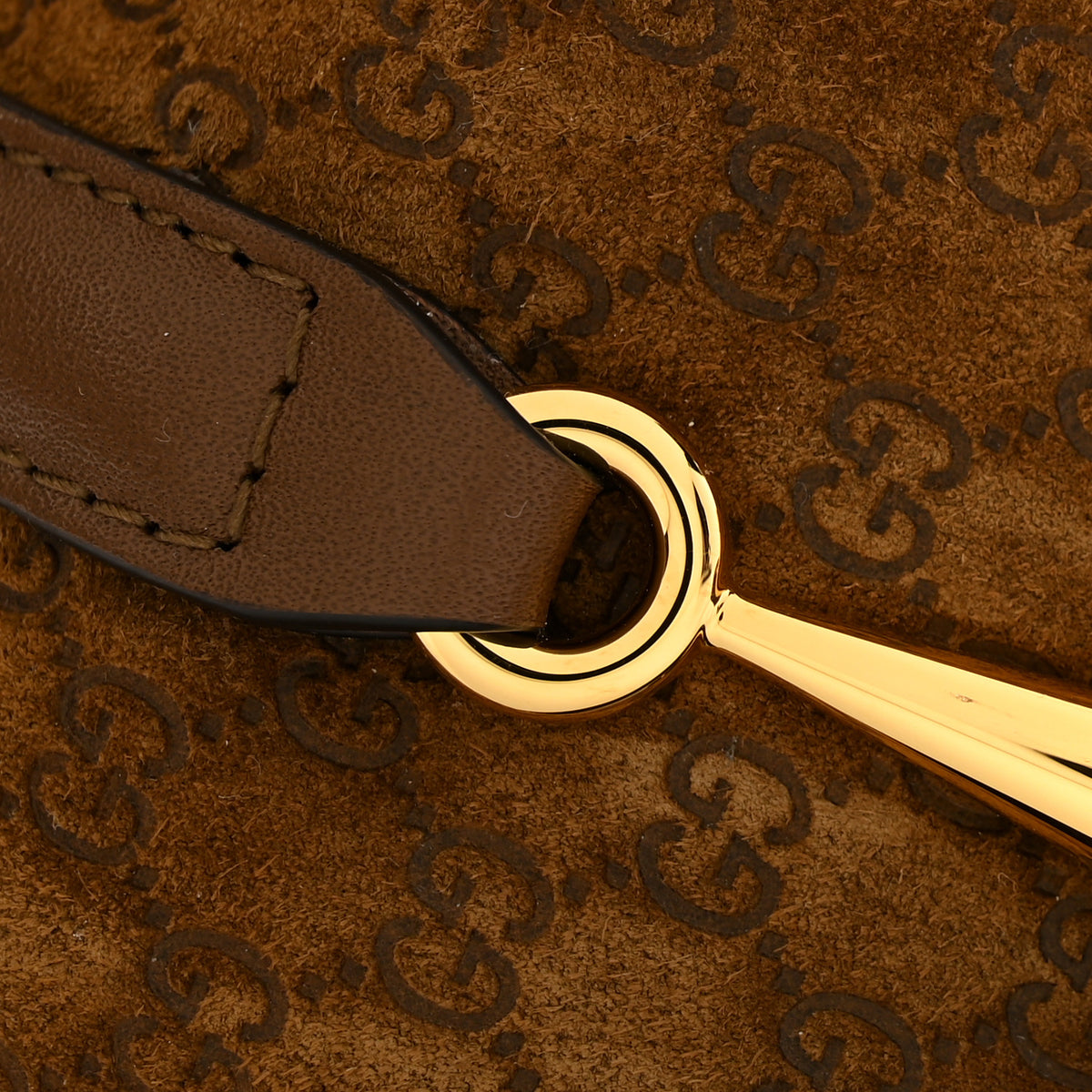 Gucci Suede GG Monogram Half Horsebit Mini Shoulder Bag Brown 11 of 12