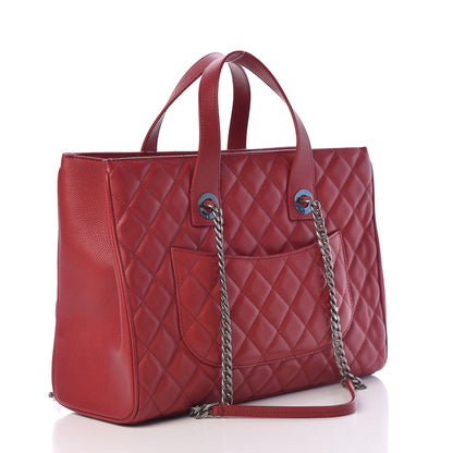 Chanel Caviar Quilted Large Casual Pocket Tote Red 3 of 18