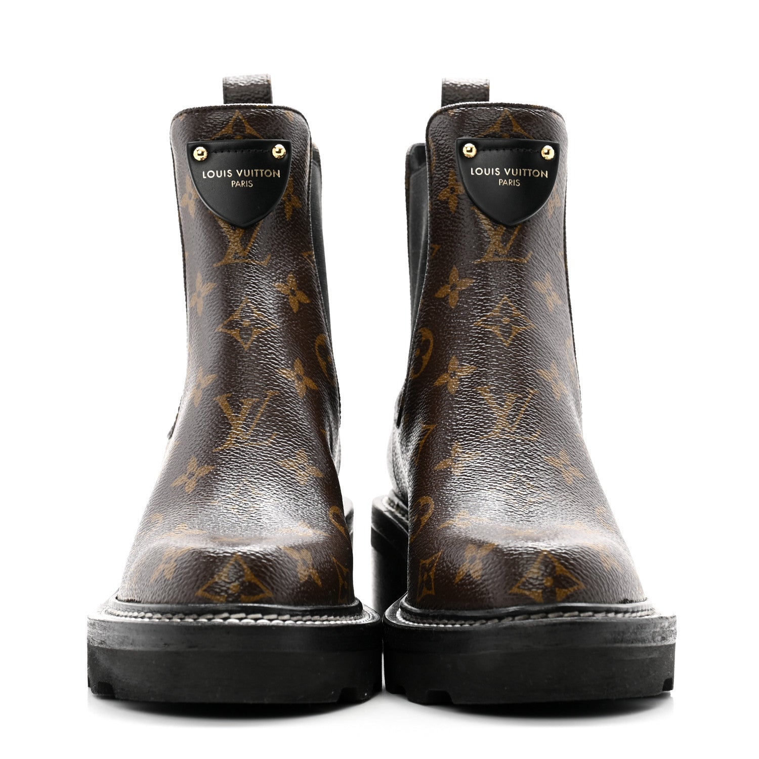 Louis Vuitton Patent Monogram LV Beaubourg Ankle Boots 36 Black