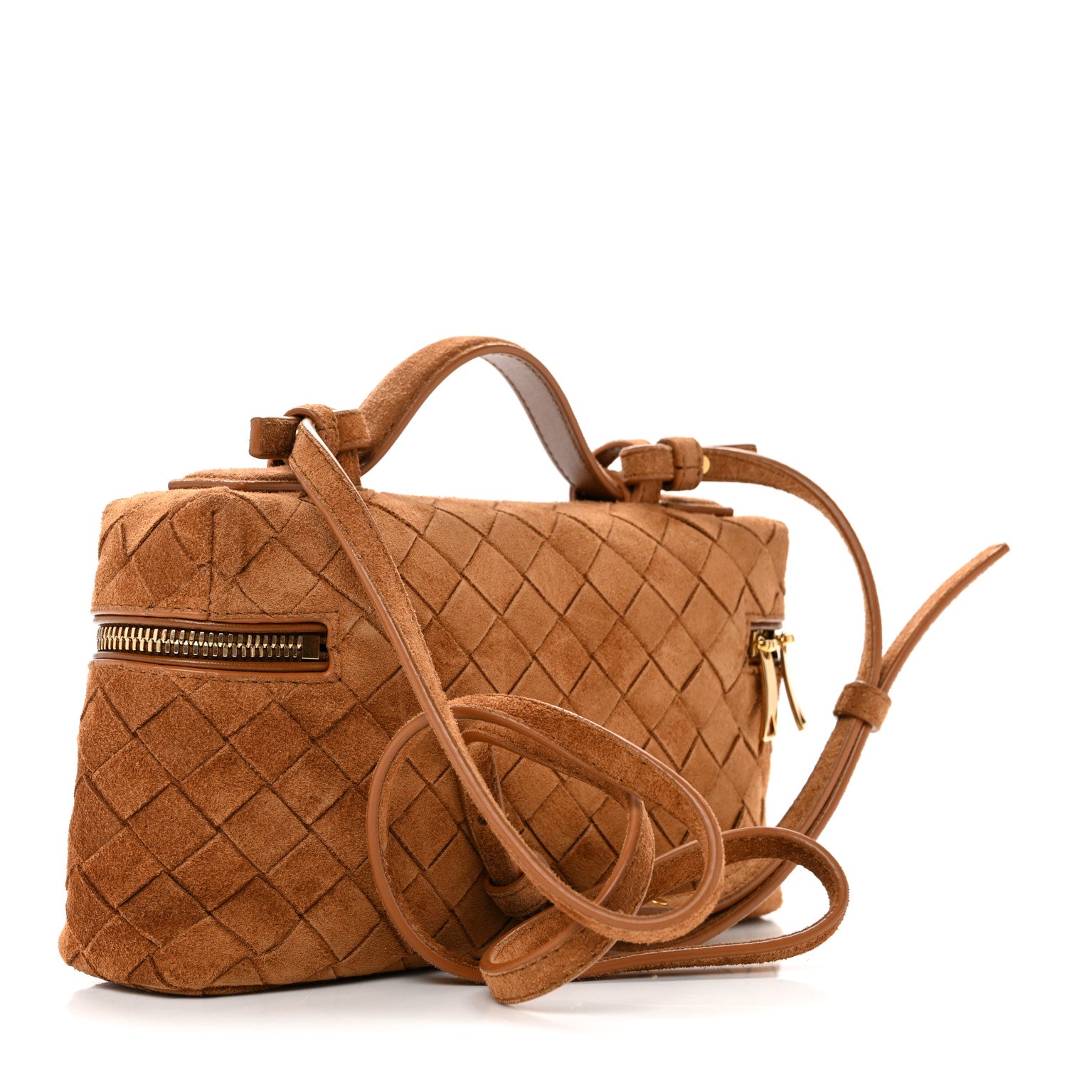 Bottega Veneta Suede Intrecciato Bang Bang Vanity Case Amber 3 of 10