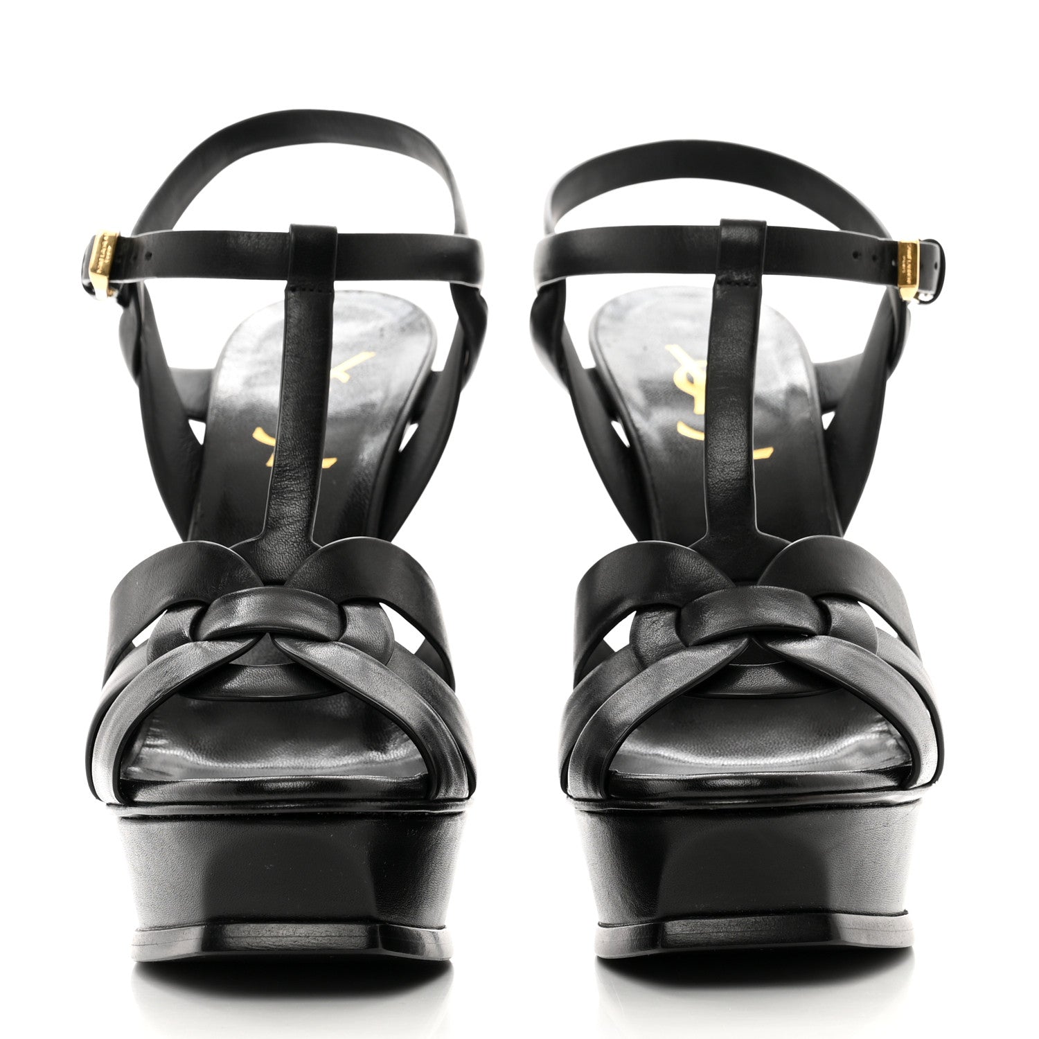 Saint Laurent Calfskin Tribute 105 Platform Sandals 37.5 Black 2 of 8