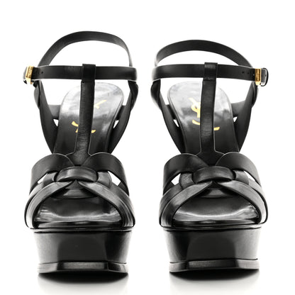Saint Laurent Calfskin Tribute 105 Platform Sandals 37.5 Black 2 of 8