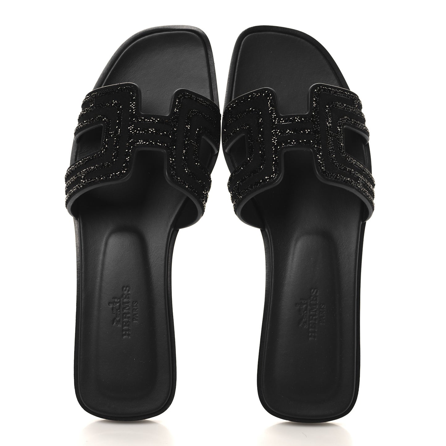 Suede Goatskin Crystal Oran Sandals 36 Black
