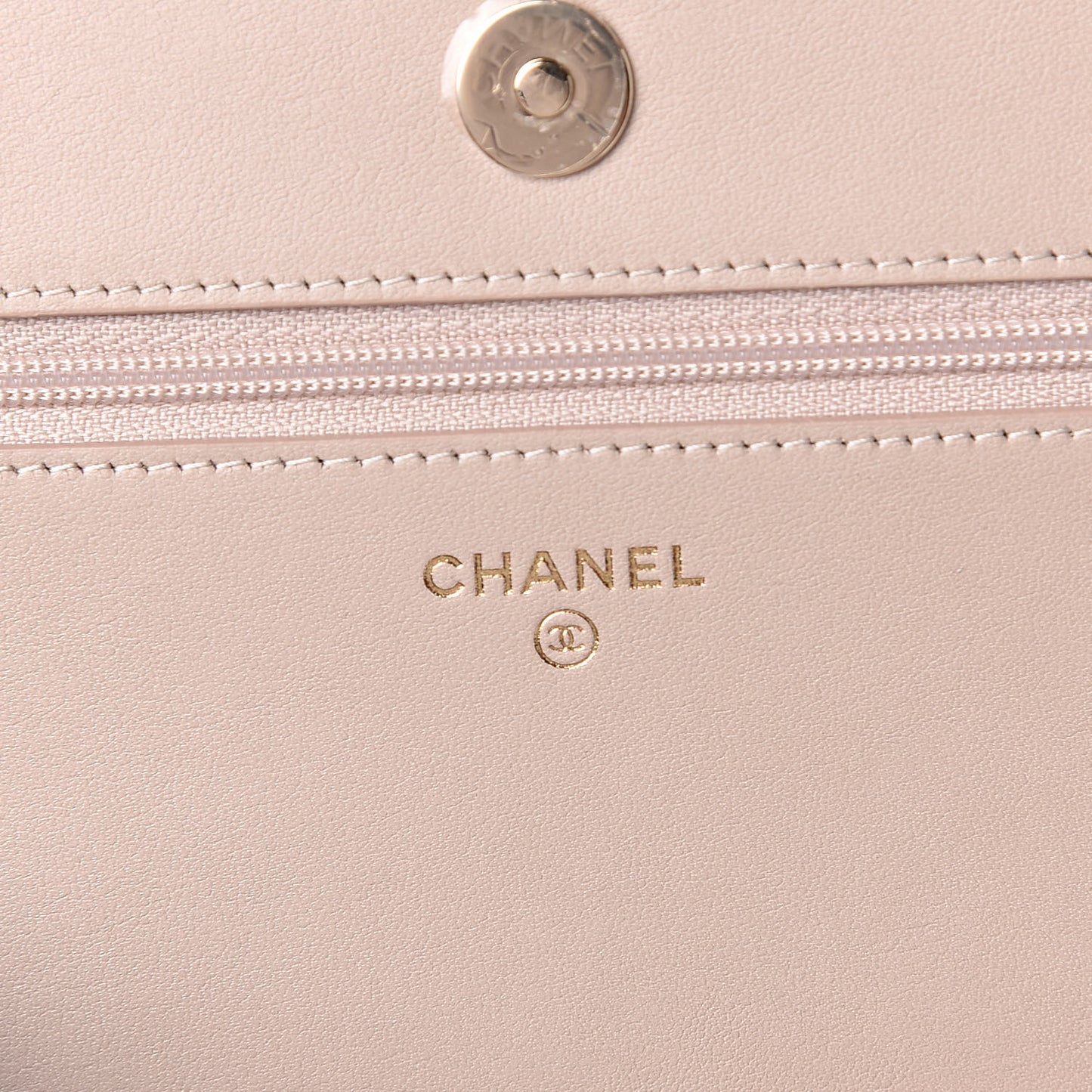 Caviar Chevron Quilted Boy Wallet On Chain WOC Light Beige