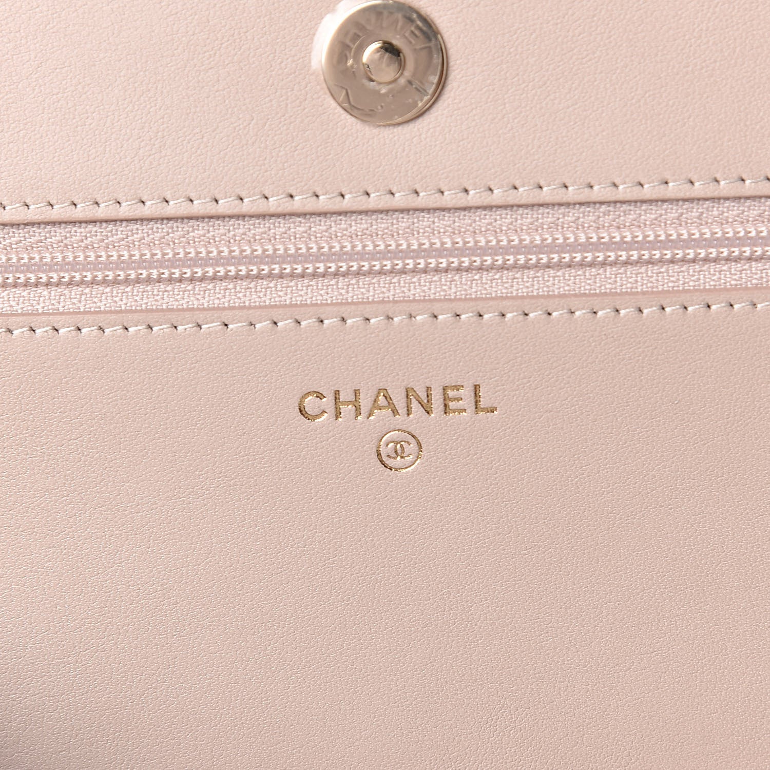 Chanel Caviar Chevron Quilted Boy Wallet On Chain WOC Light Beige 6 of 12
