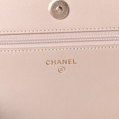 Chanel Caviar Chevron Quilted Boy Wallet On Chain WOC Light Beige 6 of 12