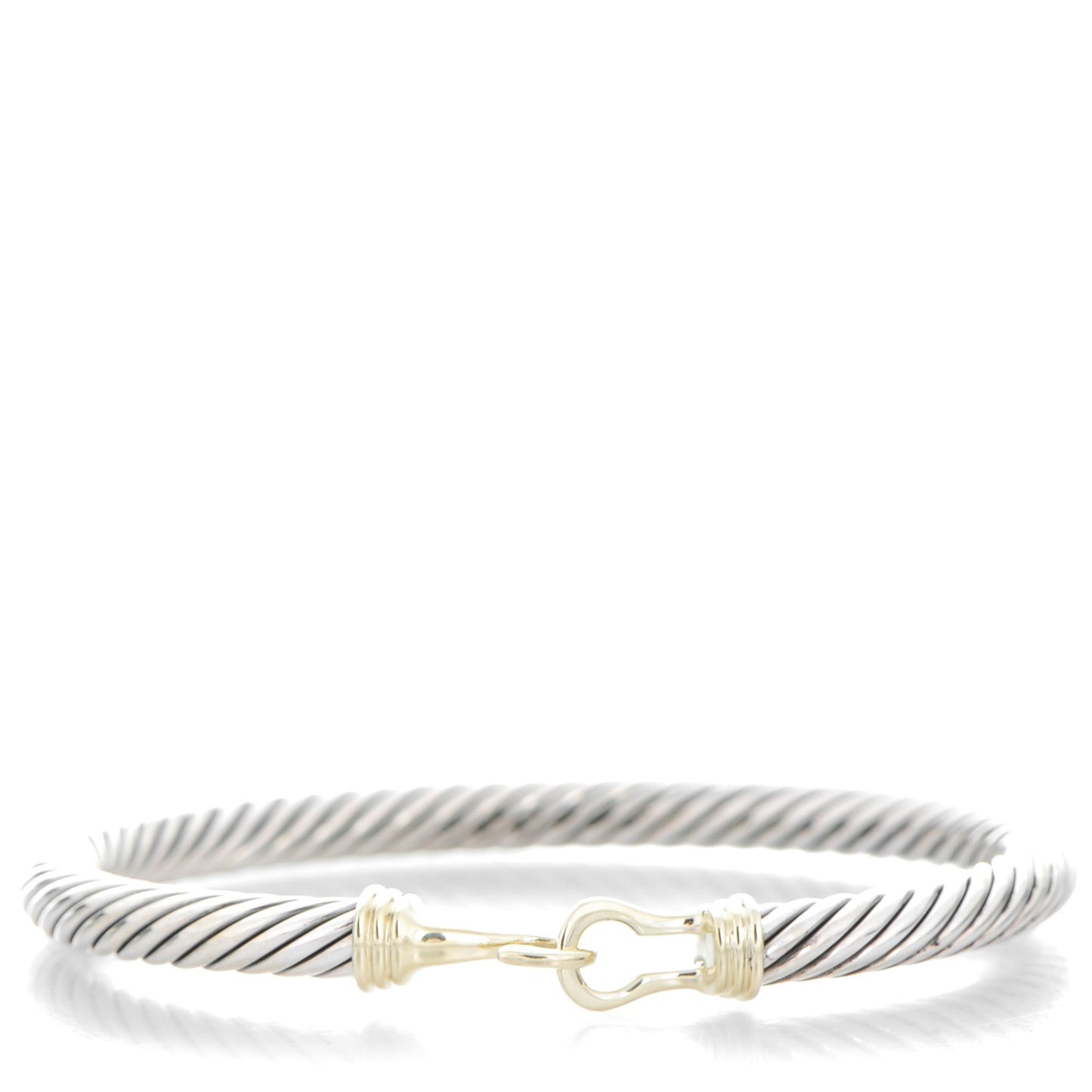 Sterling Silver 14K Yellow Gold 5mm Cable Classic Buckle Bracelet