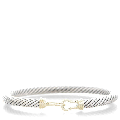 David Yurman Sterling Silver 14K Yellow Gold 5mm Cable Classic Buckle Bracelet 1 of 4