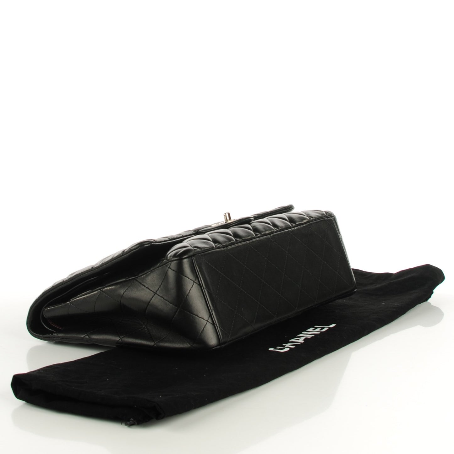 Lambskin Quilted Maxi Double Flap Black