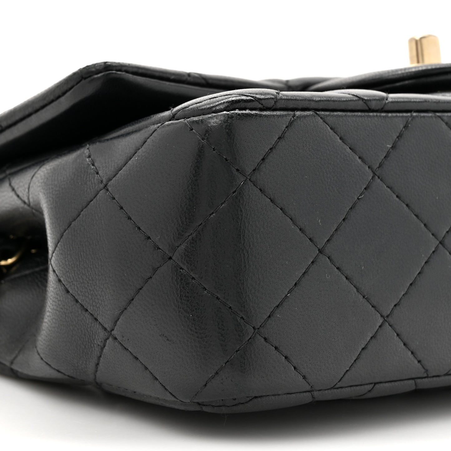 Lambskin Quilted Mini Rectangular Flap Black