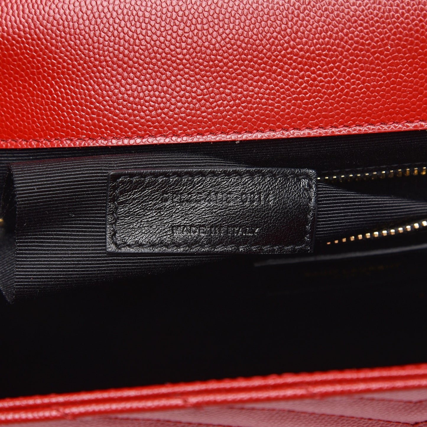 Grain De Poudre Matelasse Chevron Large Monogram Satchel Lipstick Red