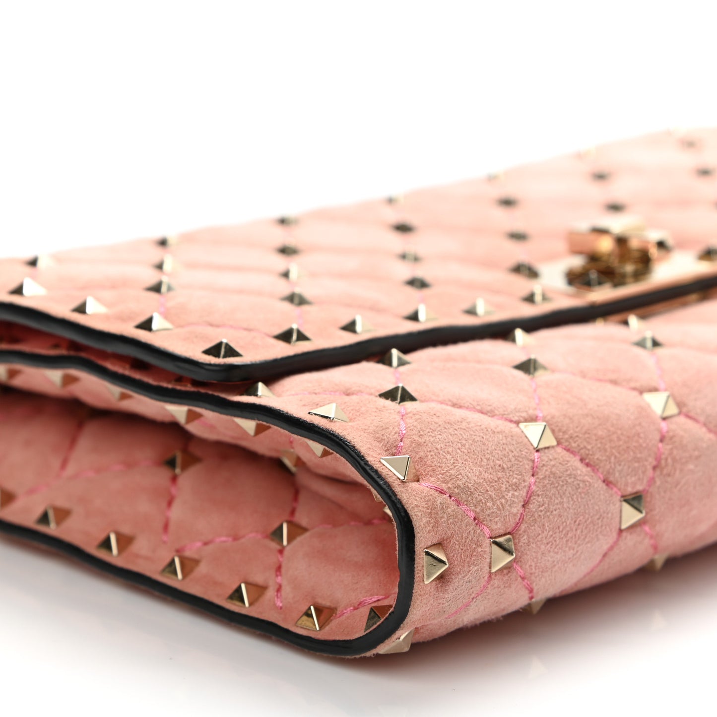 Suede Rockstud Spike Wallet on Chain Paradise Rose