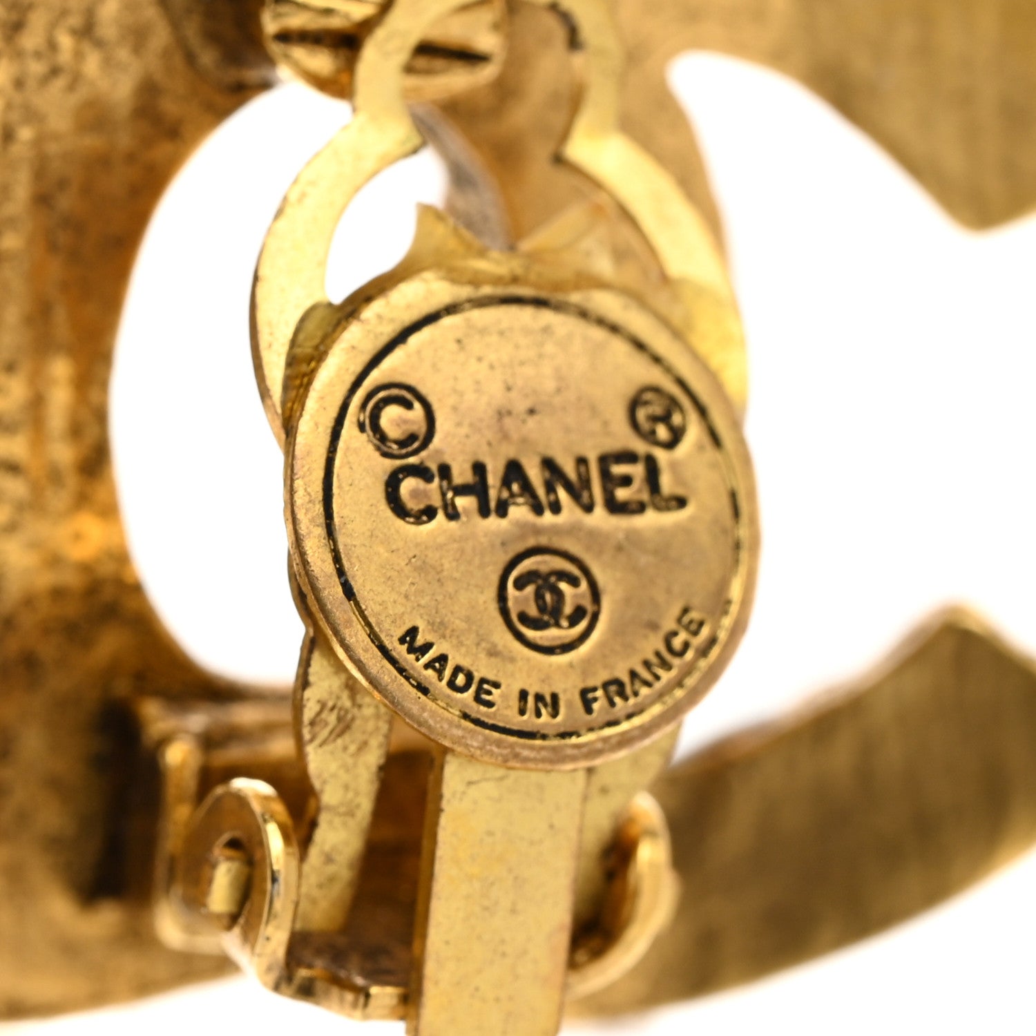 Chanel Crystal Studded CC Clip On Earrings Gold 4 of 4