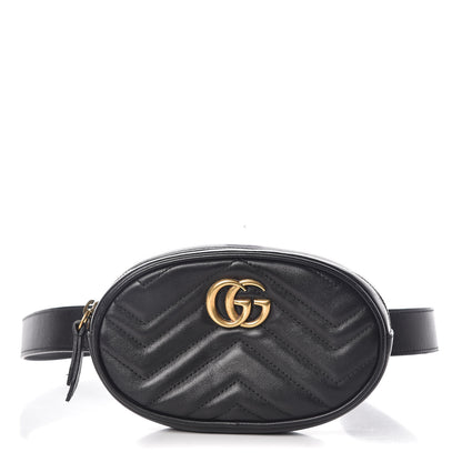 Gucci Calfskin Matelasse GG Marmont Belt Bag 95 38 Black 1 of 7