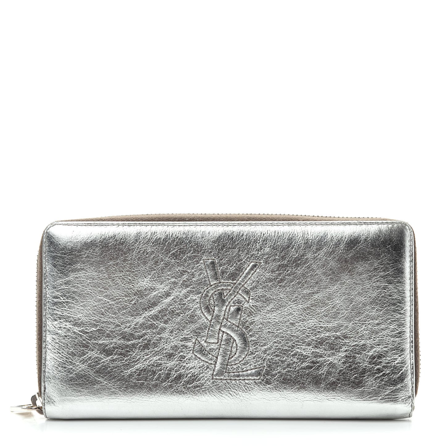 Metallic Calfskin Belle De Jour Zip Around Wallet Moon