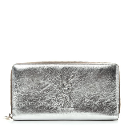 Saint Laurent Metallic Calfskin Belle De Jour Zip Around Wallet Moon 1 of 7