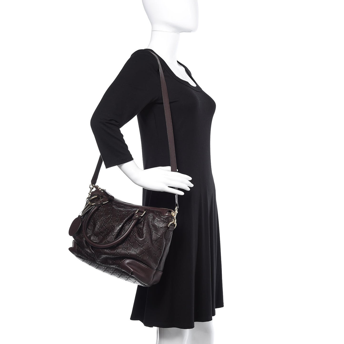 Guccissima Medium Sukey Top Handle Bag Dark Brown