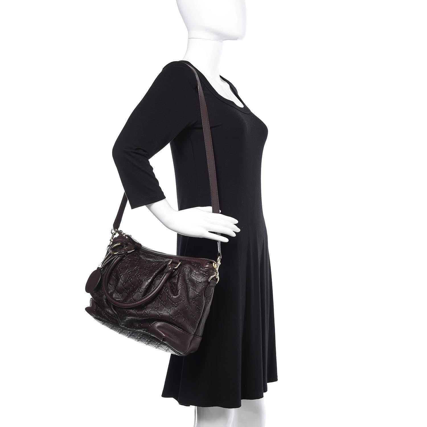 Gucci Guccissima Medium Sukey Top Handle Bag Dark Brown 2 of 12