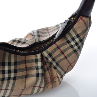 Burberry Haymarket Check Hobo Brown 9 of 11