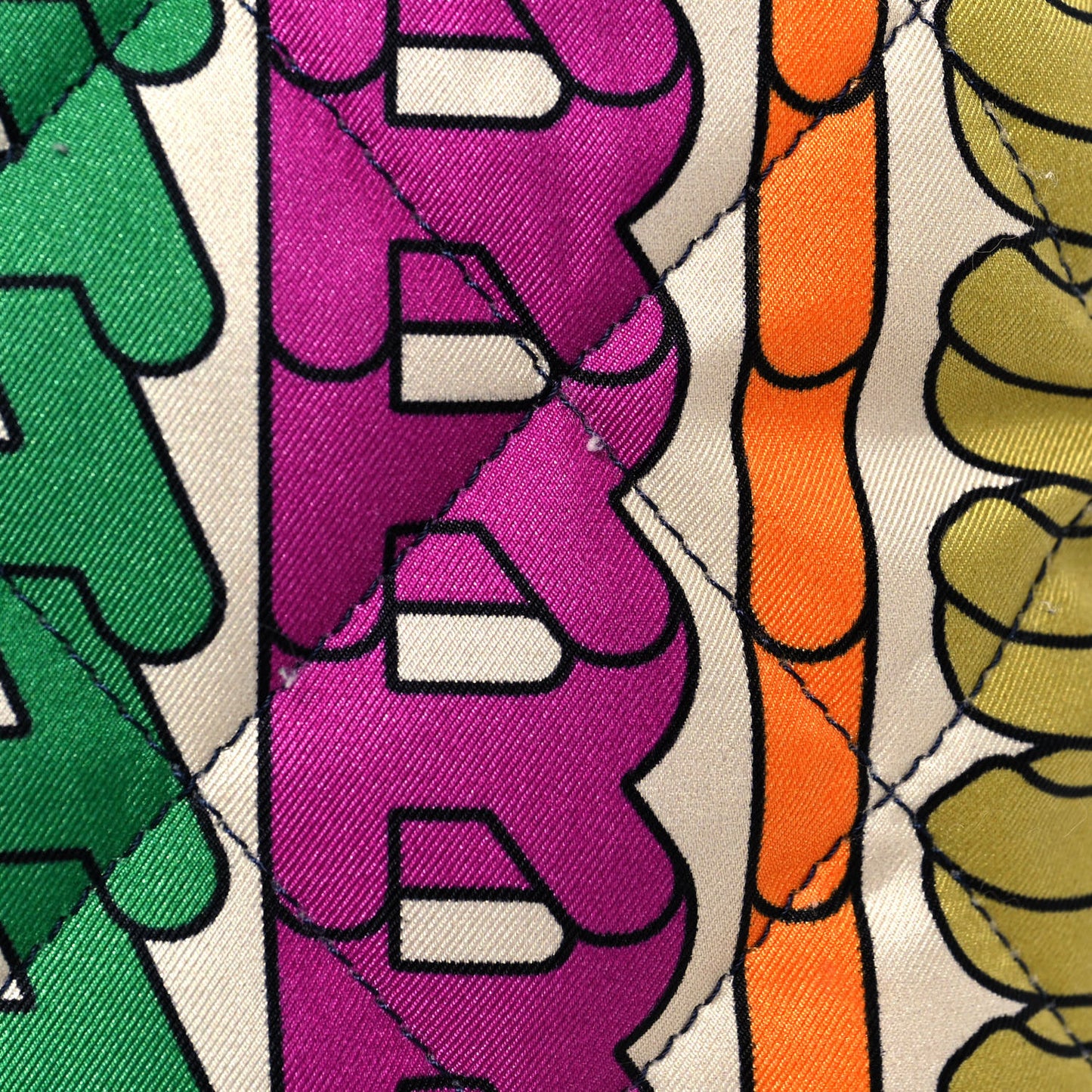 Printed Fabric Quilted Logo Large Shopping Tote Multicolor
