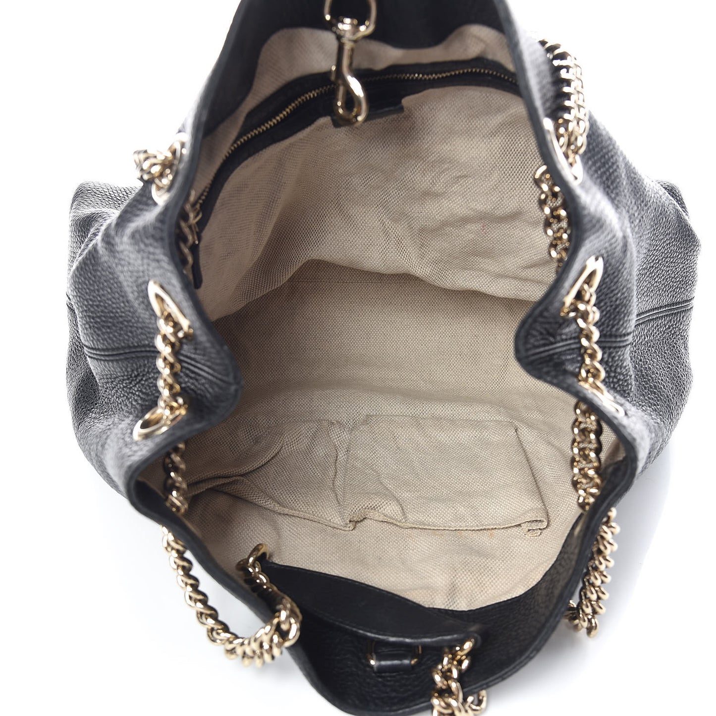 Pebbled Calfskin Medium Soho Chain Shoulder Bag Black