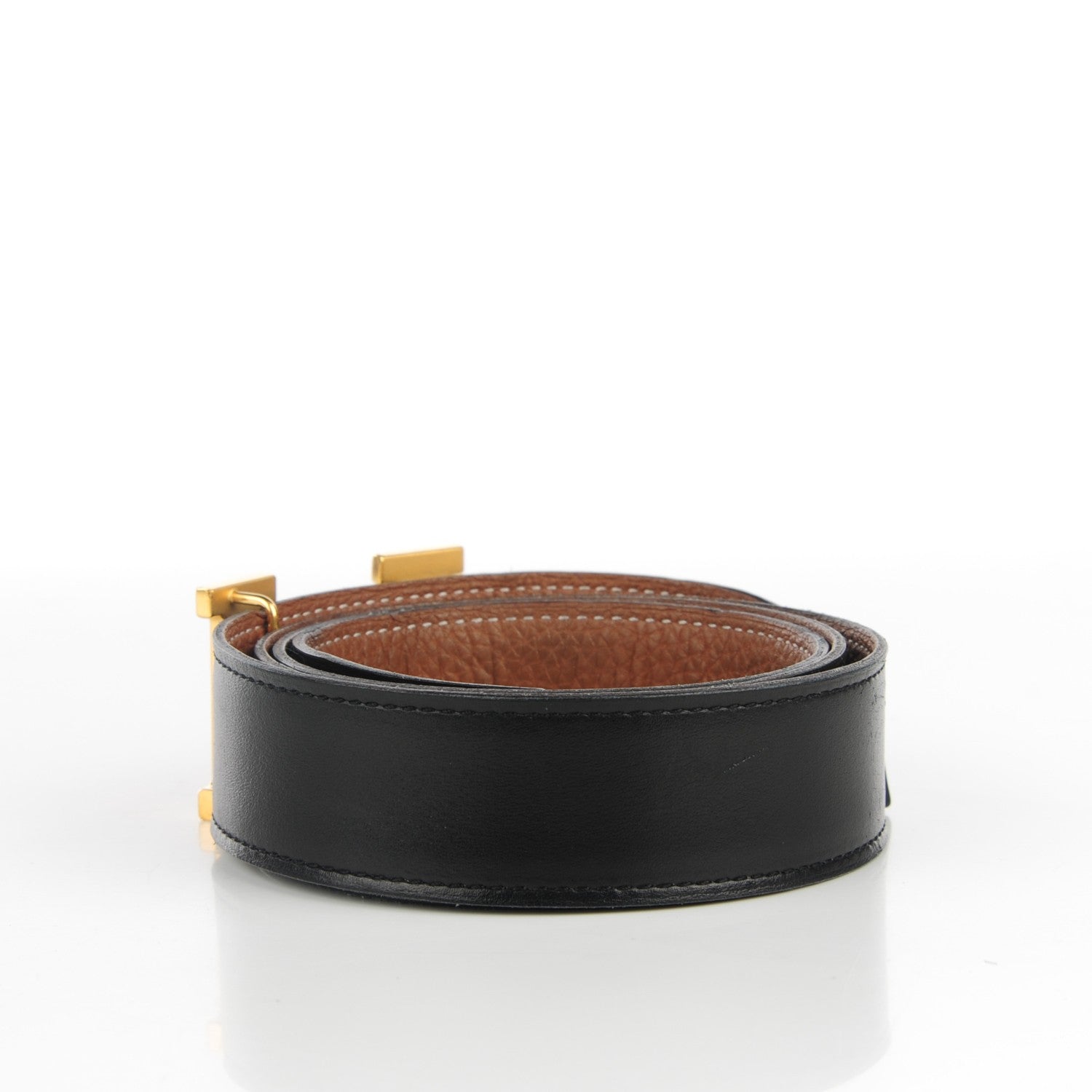 Hermes Box Togo 32mm H Belt 85 Black Gold 3 of 13