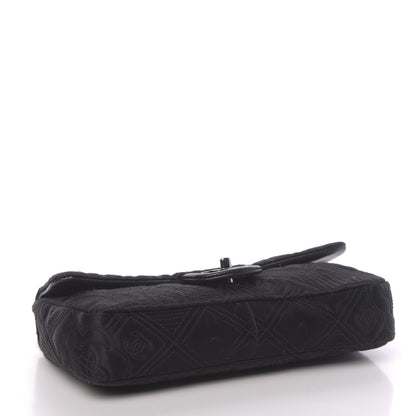 Chanel Satin Embroidered Medium Camellia Flap Black 4 of 13