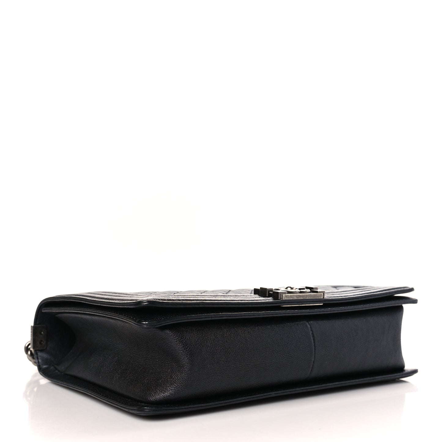 Calfskin Quilted Large Boy Flap Black