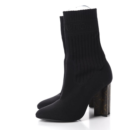 Louis Vuitton Monogram Stretch Fabric Silhouette Ankle Boots 38 Black 3 of 8
