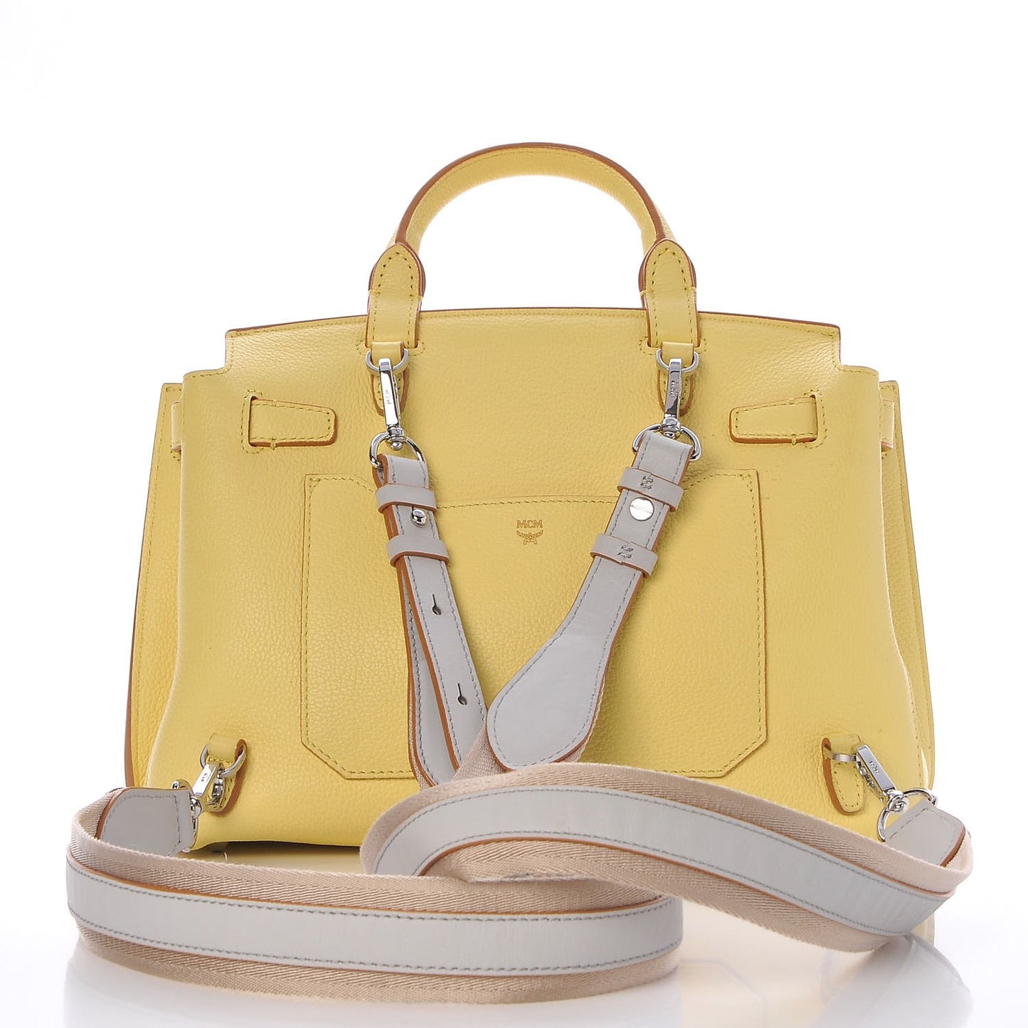 Pebbled Calfskin Medium Milla Backpack Custard Yellow