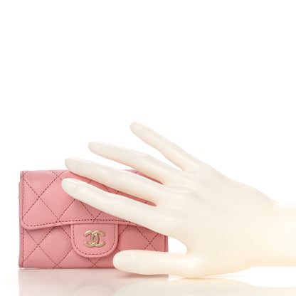 Chanel Caviar Quilted Flap Card Holder Wallet Pink 2 of 12