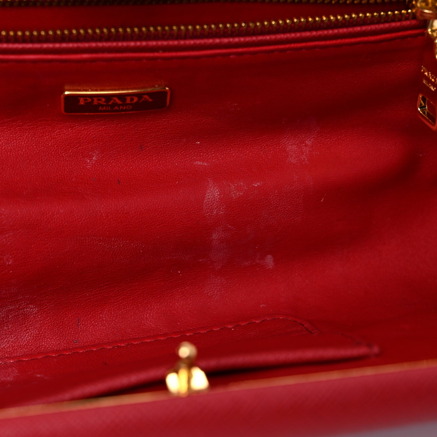 Prada Saffiano Lux East West Frame Clutch Fuoco 14 of 17