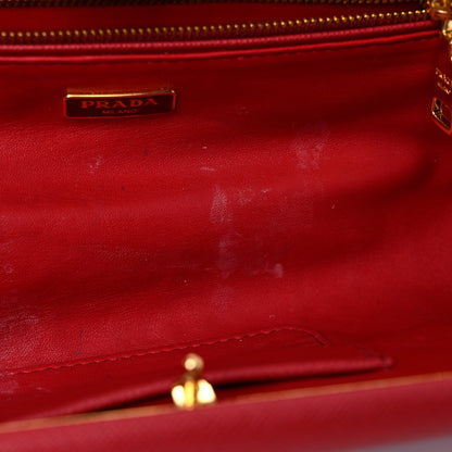 Prada Saffiano Lux East West Frame Clutch Fuoco 14 of 17