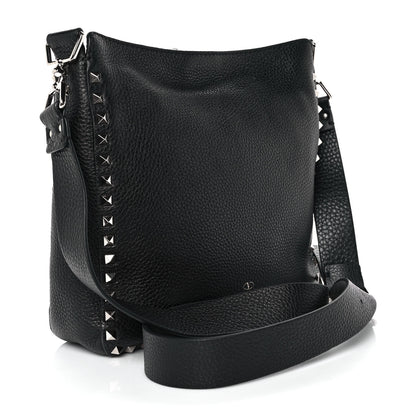 Valentino Garavani Pebbled Calfskin Small Rockstud Flip-Lock Messenger Bag Black 3 of 8