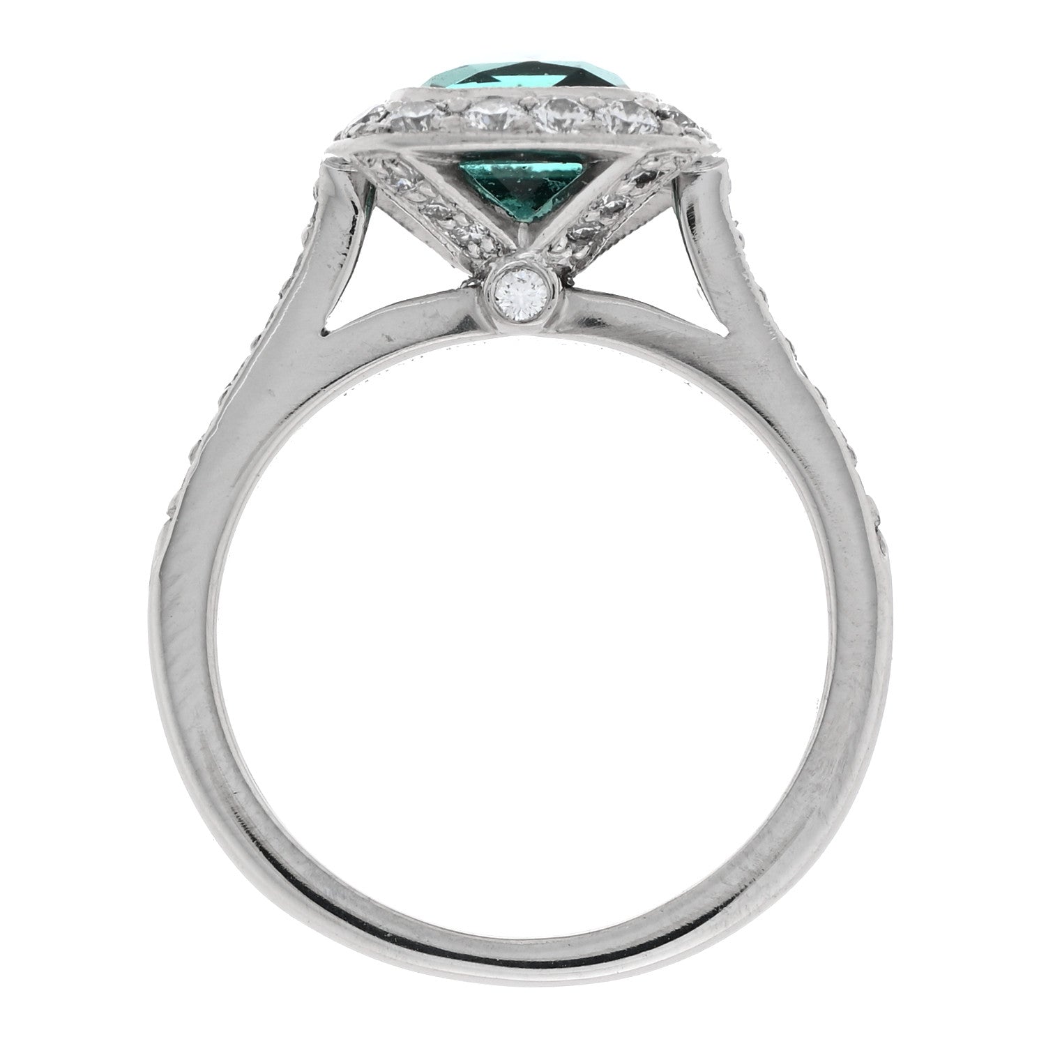 Tiffany Platinum Diamond Green Tourmaline Legacy Ring 46 3.75 6 of 7