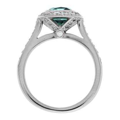 Tiffany Platinum Diamond Green Tourmaline Legacy Ring 46 3.75 6 of 7