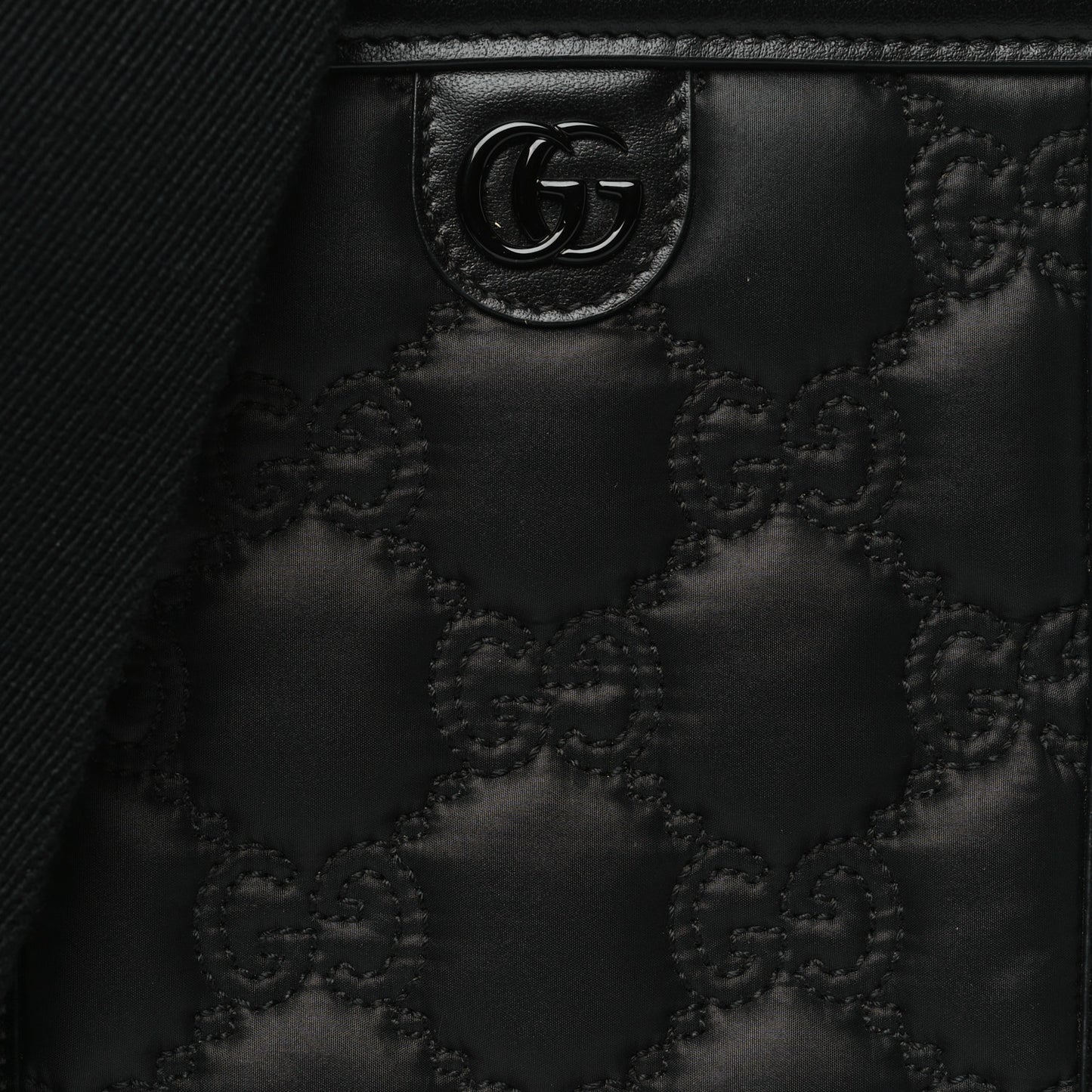 Nylon Calfskin Enamel GG Matelasse Mini Top Slip Handle Crossbody Bag Black