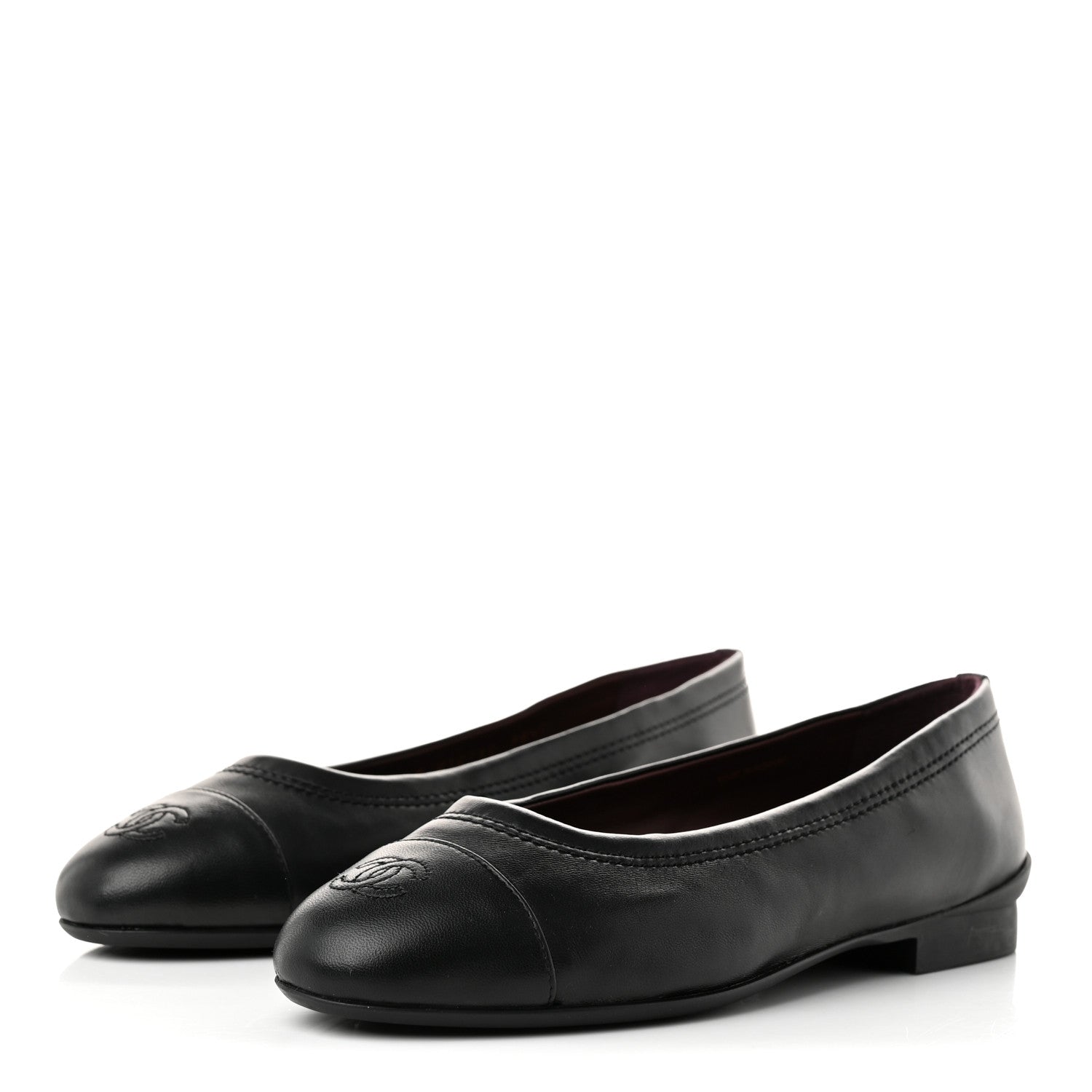 Chanel Lambskin Cap Toe CC Uniform Ballerina Flats 38.5 Black 4 of 9