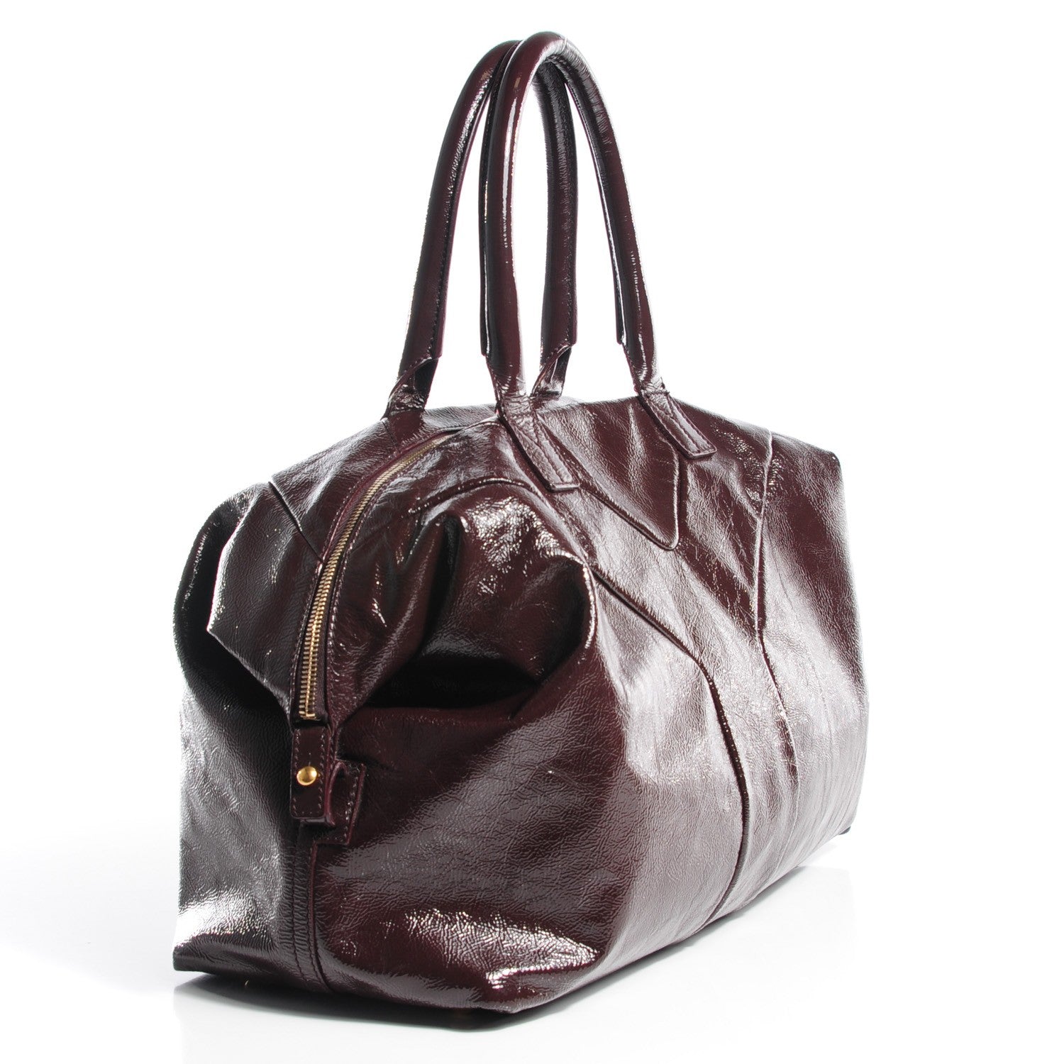 Saint Laurent Textured Patent Medium Easy Sac Brown 3 of 8