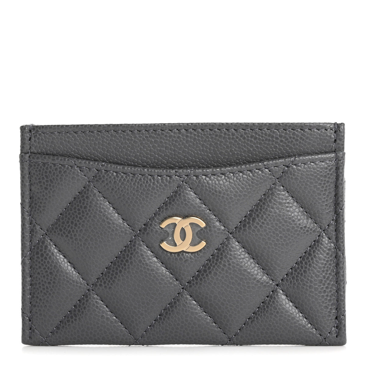 Caviar Quilted Card Holder Grey