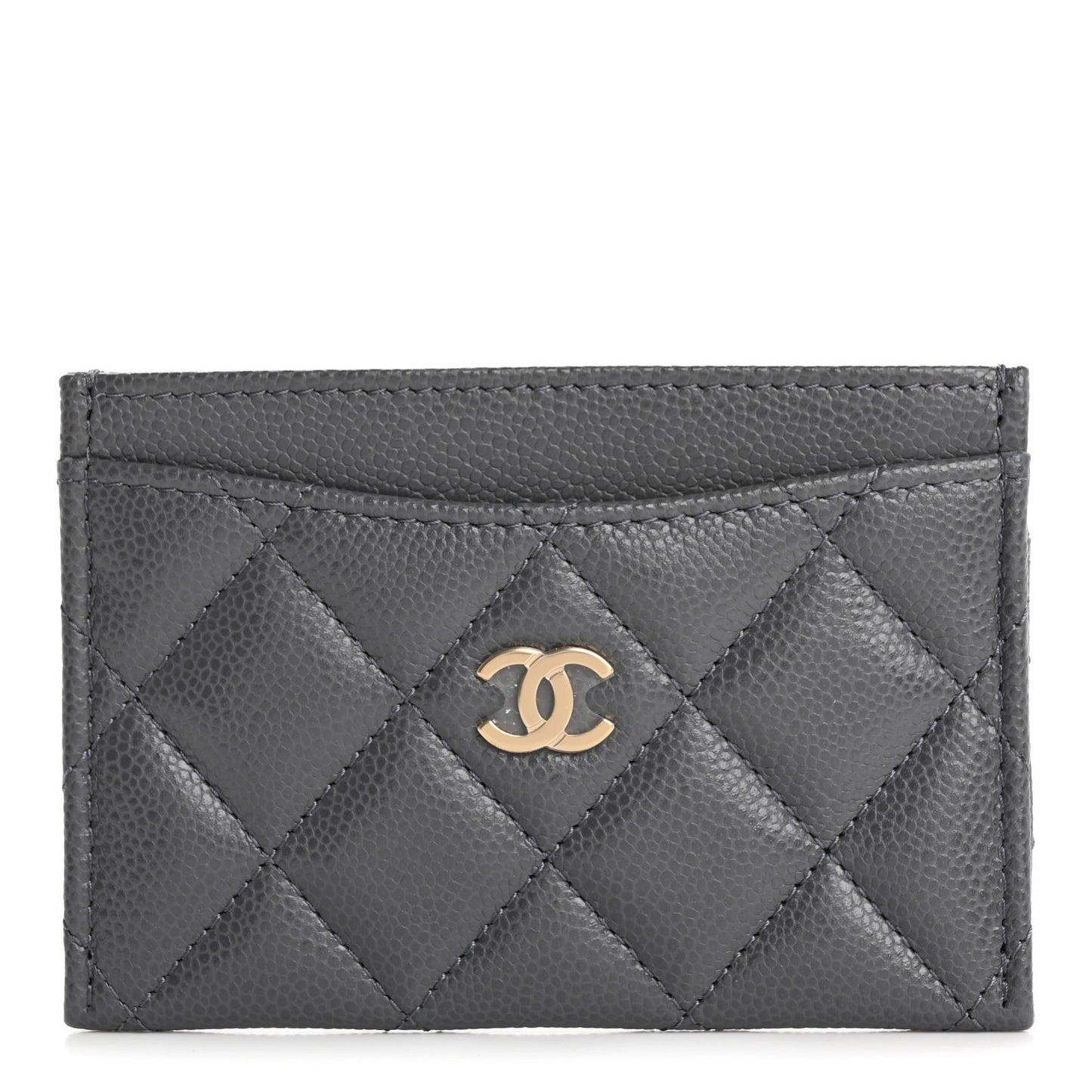 Caviar Quilted Card Holder Grey