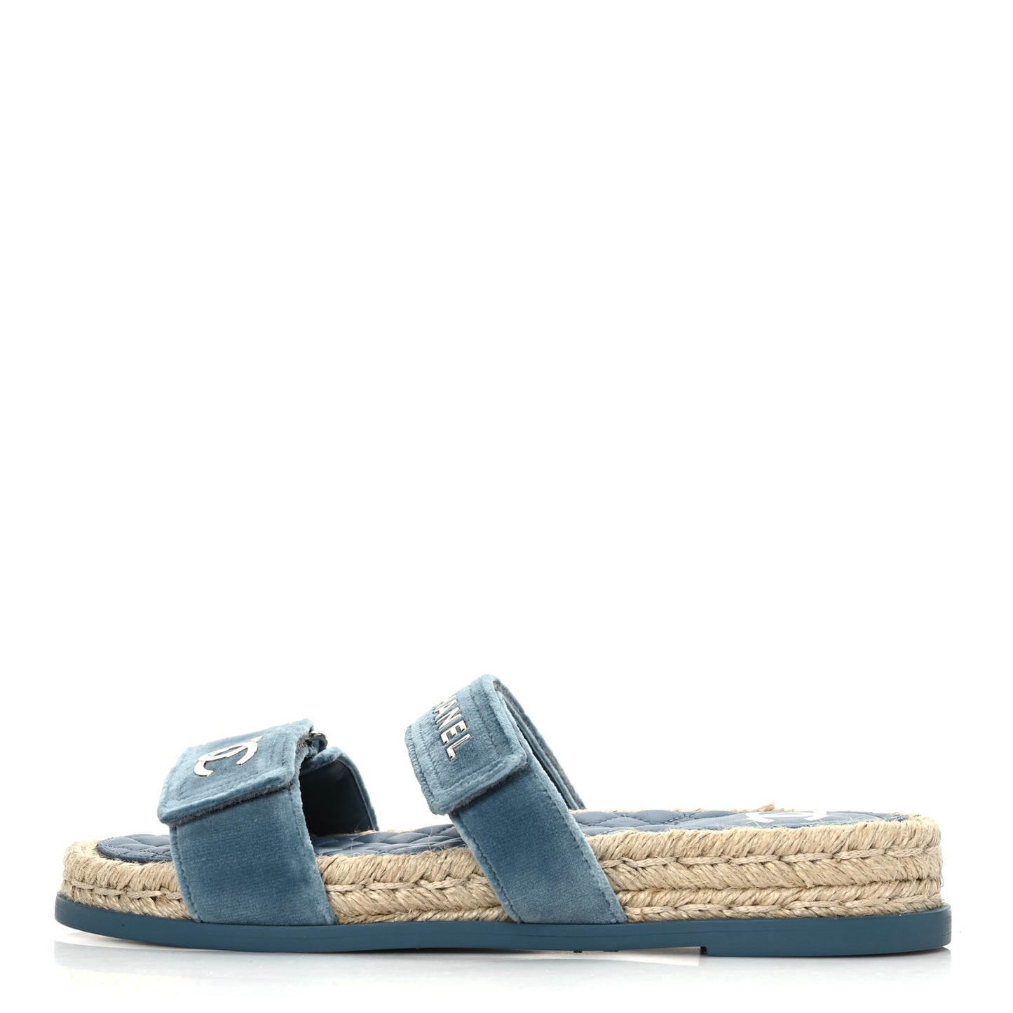 Velvet Elastic Flat Mules 39 Blue