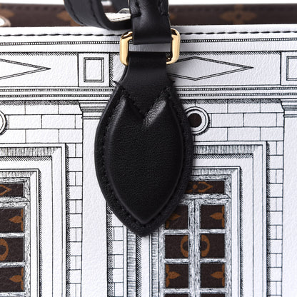 Louis Vuitton X FORNASETTI Calfskin Architettura Onthego MM Black White 7 of 10