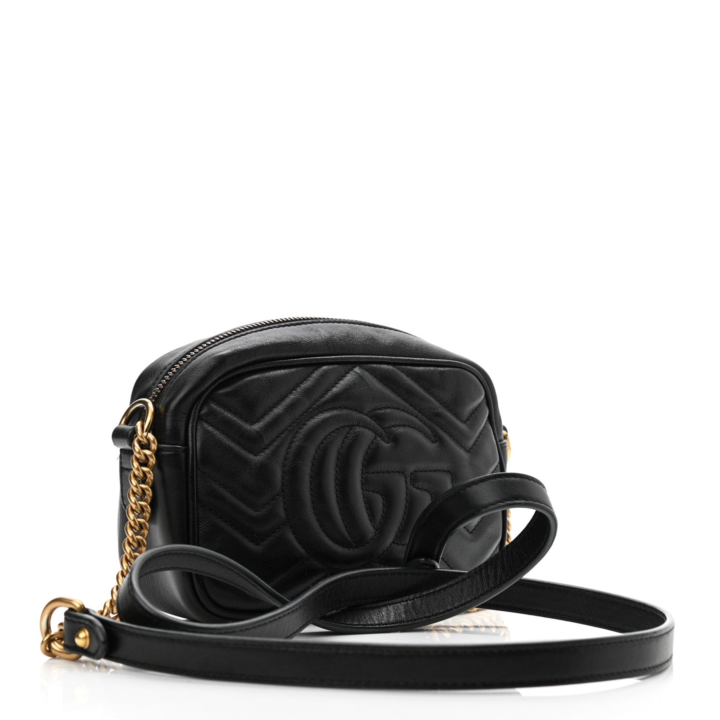 Calfskin Matelasse Mini GG Marmont Chain Shoulder Bag Black