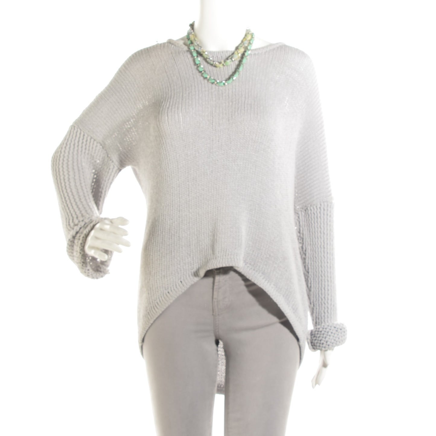 Suede Tweed CC Clover Charm Necklace Silver