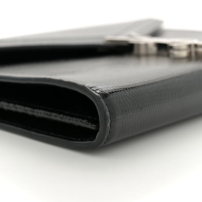 Saint Laurent Calfskin Lizard Embossed Monogram Cassandra Chain Wallet Black 8 of 11